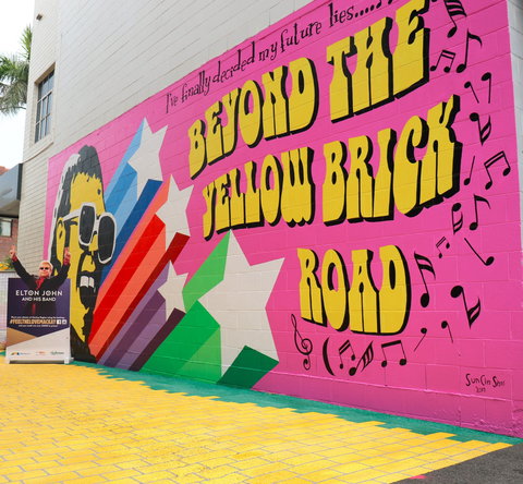 Yellow Brick Road And Elton John Mural - Accommodation Coffs Harbour 0
